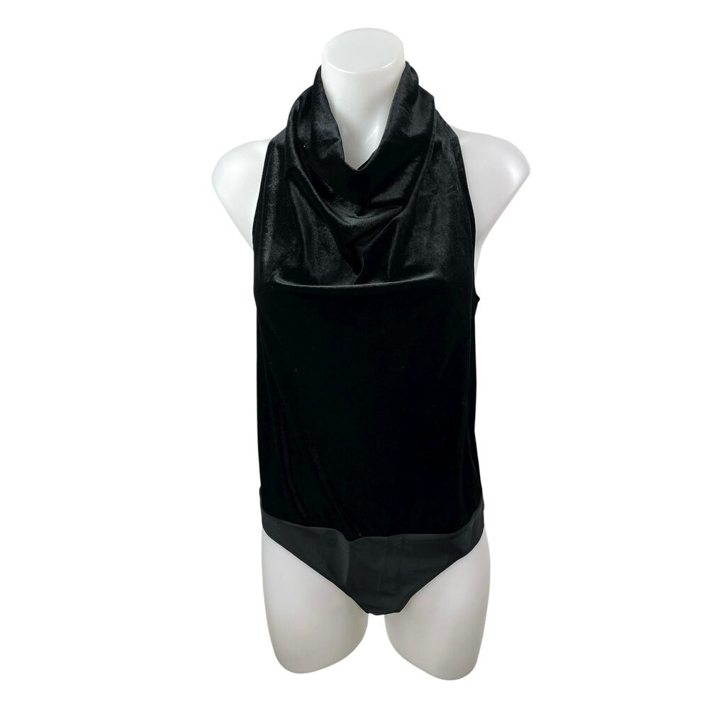 Sincerely Jules Junior's Velour Velvet Cowl Neck Sleeveless Tank Bodysuit Top M